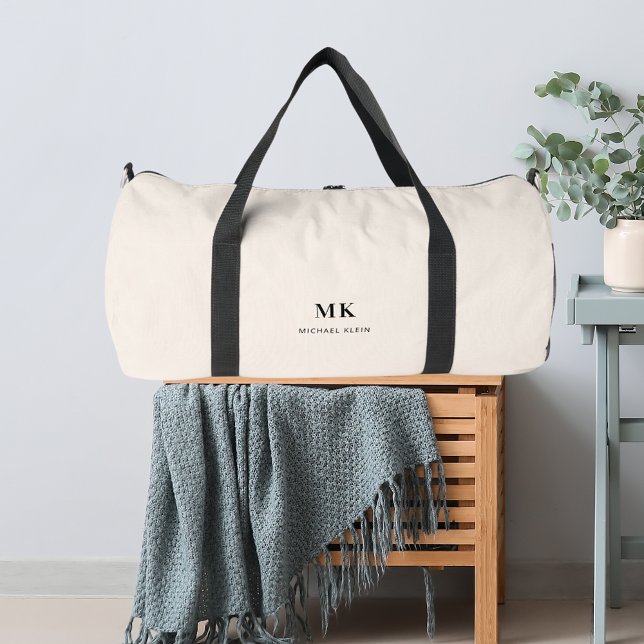 Sac De Sport monogramme de nom beige (Créateur téléchargé)