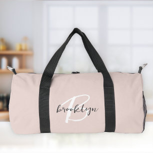 Sac De Sport Monogramme de nom de style rose poudré gris