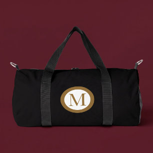 Sac De Sport Monogramme de sceau central personnalisé noir et o