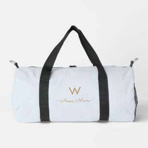 Sac De Sport Monogramme de script doré bleu poussiéreux clair m