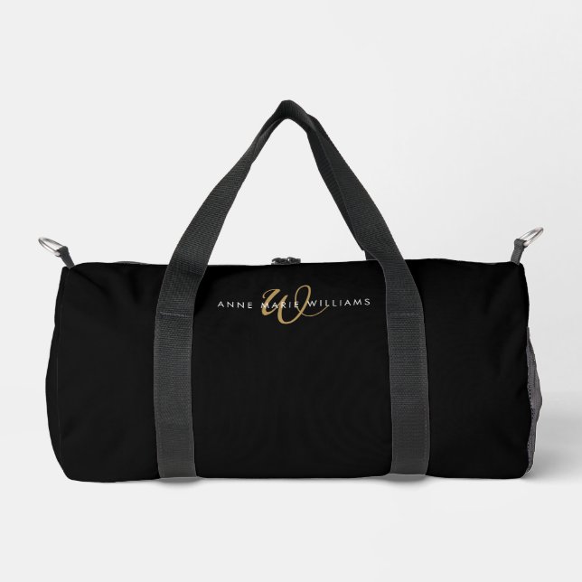 Sac De Sport Monogramme de script or noir moderne (Recto)