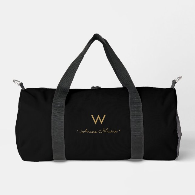 Sac De Sport Monogramme de script or noir moderne (Recto)