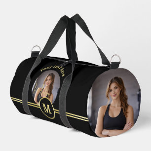 Sac De Sport Monogramme de signature or élégant avec photo