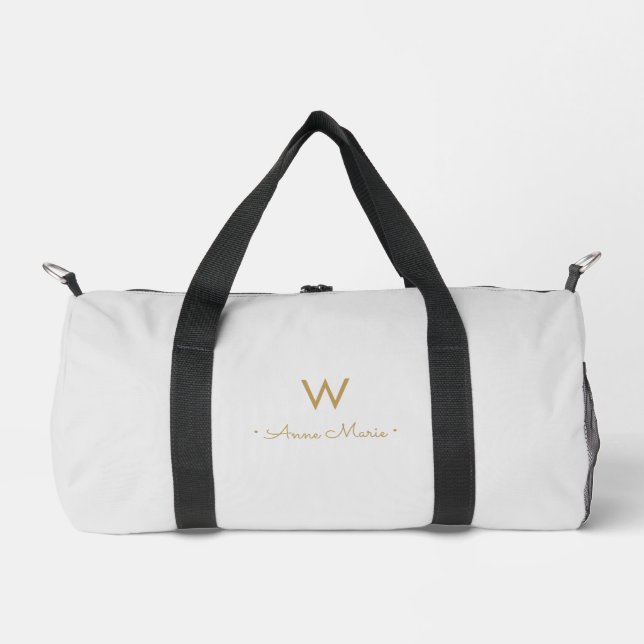 Sac De Sport Monogramme de style moderne gris clair or (Recto)