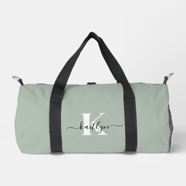 Sac De Sport Monogramme de style moderne vert sauge (Recto)