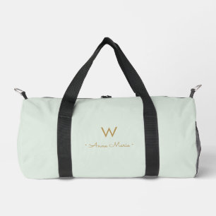 Sac De Sport Monogramme de style moderne vert sauge or