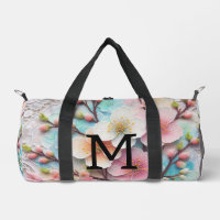 Monogramme dentelle rose pastel fleurs de cerisier