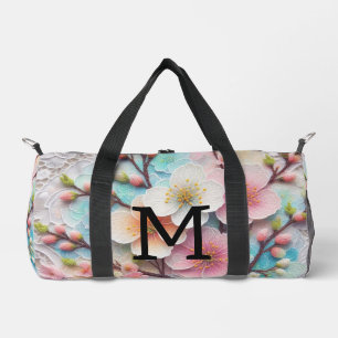 Sac De Sport Monogramme dentelle rose pastel fleurs de cerisier