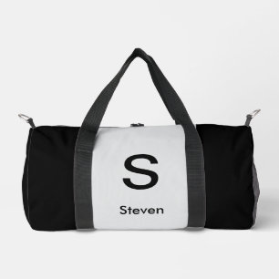 Sac De Sport Monogramme Deux tons moderne noir et gris clair