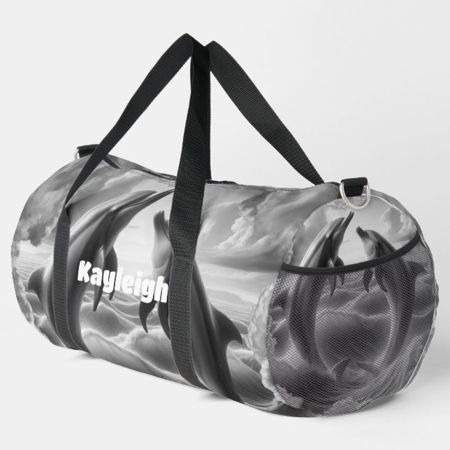 Sac De Sport Monogramme Dolphins noir et blanc Océan | (Coin droit)