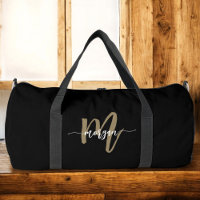Monogramme d'or noir Nom Script Sports
