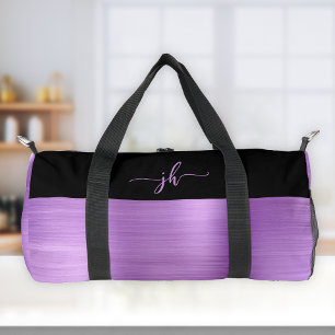 Sac De Sport Monogramme écriture noire métal brossé violet pâle