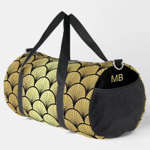 Sac De Sport Monogramme Elegant Black Gold Art Déco Motif