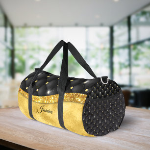 Sac De Sport Monogramme élégant faux diamant noir paillettes or