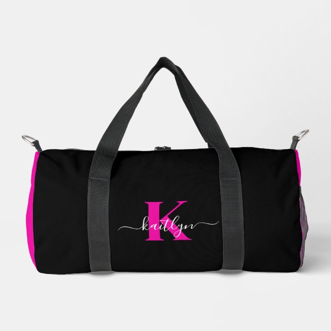 Sac De Sport Monogramme élégant noir rose vif écriture (Recto)