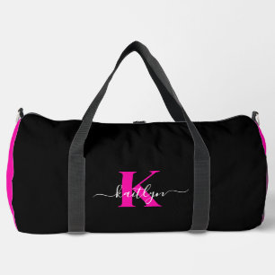 Sac De Sport Monogramme élégant noir rose vif écriture
