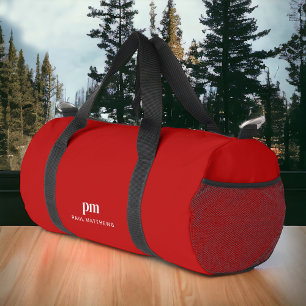 Sac De Sport Monogramme et nom minimaliste simple rouge