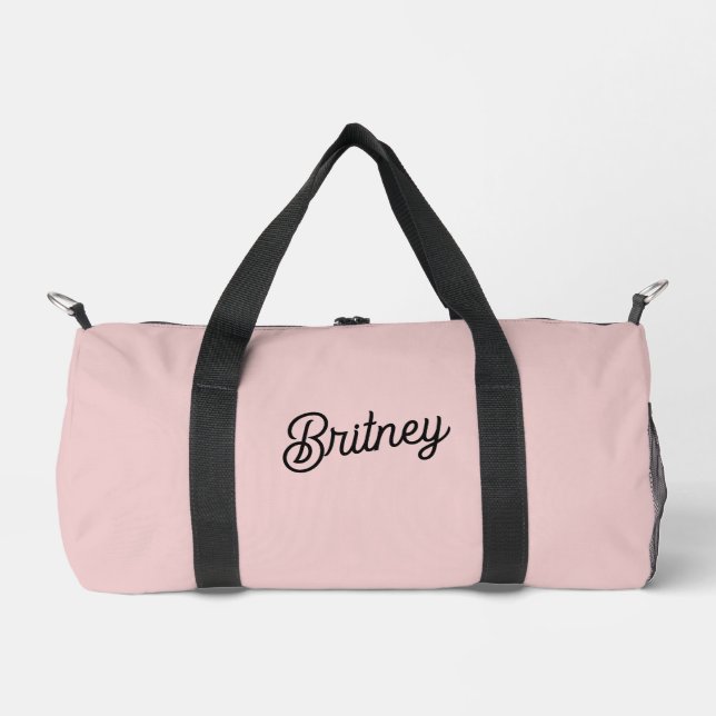 Sac De Sport Monogramme et nom rose pâle moderne (Recto)