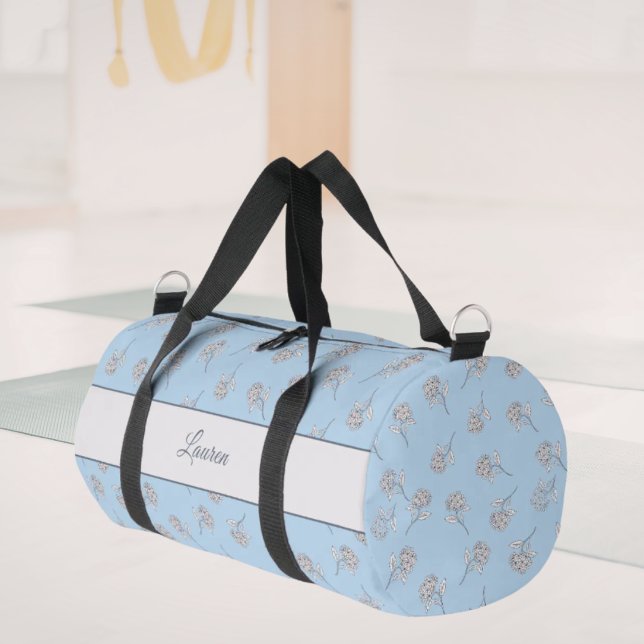 Sac De Sport Monogramme Fleur Botanique Intemporelle Bleu Clair (Créateur téléchargé)