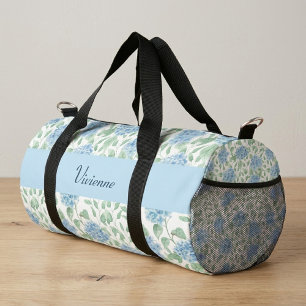 Sac De Sport Monogramme Fleur Sauvage Aquarelle Bleu Vert