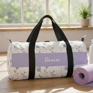 Sac De Sport Monogramme Fleur Sauvage Aquarelle Violet Bleu