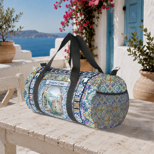 Sac De Sport monogramme floral italien été tuiles bleues citrus