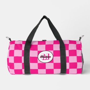 Sac De Sport Monogramme géométrique rétro rose chaud à carreaux