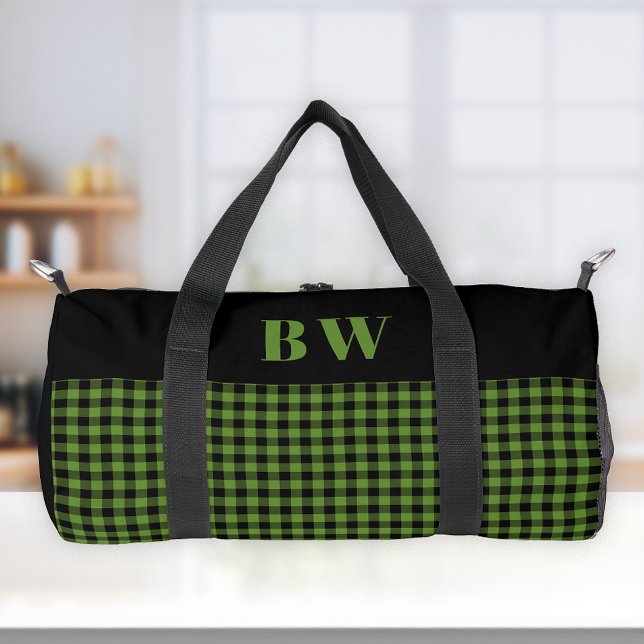Sac De Sport Monogramme gras en Buffalo Check vert noir  (Créateur téléchargé)