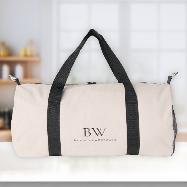 Sac De Sport Monogramme gris fusain rose rose moderne classique (Créateur téléchargé)