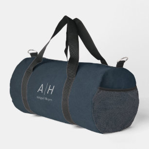 Sac De Sport Monogramme imprimé en daim bleu Luxe Minimaliste