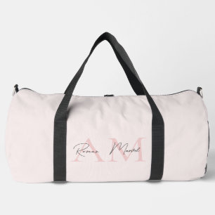 Sac De Sport Monogramme minimal initial et nom Pastel rose