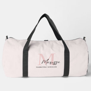 Sac De Sport Monogramme minimal initial et nom Pastel rose