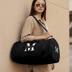 Sac De Sport Monogramme minimaliste élégant noir