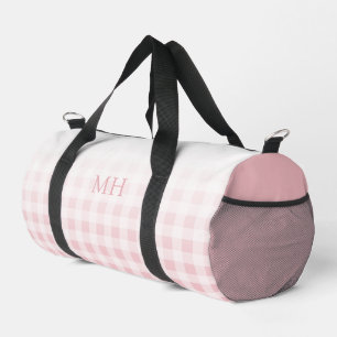 Sac De Sport Monogramme Moderne à Motif Vichy Minimaliste Rose