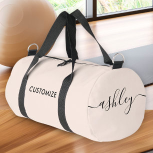Sac De Sport Monogramme Moderne Blush Pink Calligraphie Nom du 