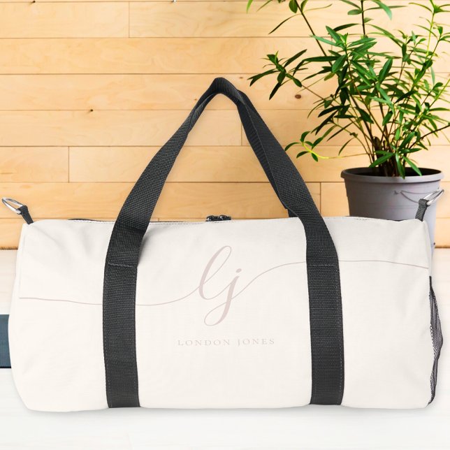 Sac De Sport Monogramme Moderne Feminine Ivory Pink Script élég (Créateur téléchargé)
