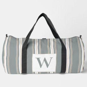 Sac De Sport Monogramme Moderne Gratté, Minimaliste bleu & crèm