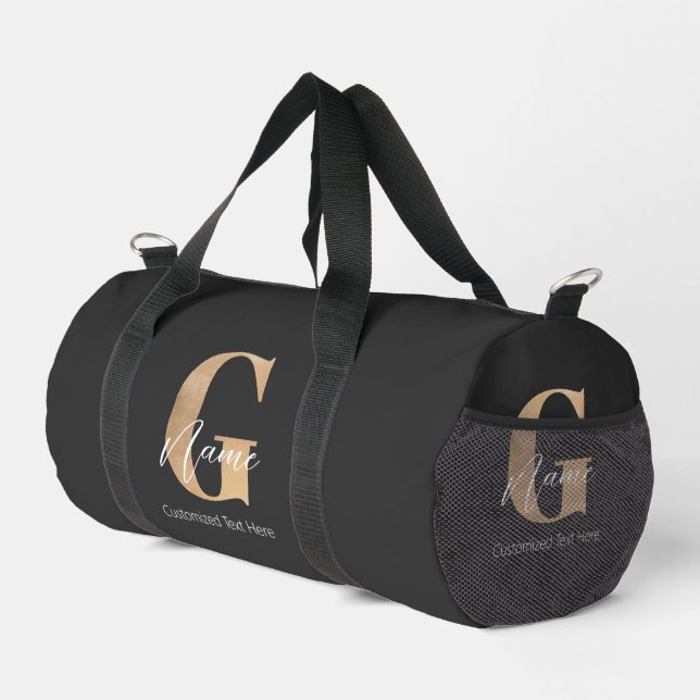 Sac De Sport Monogramme Moderne Initiale G & Nom Personnalisé (Coin droit)