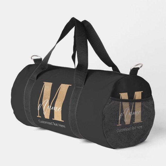 Sac De Sport Monogramme moderne M & Nom initial Personnalisé (Coin droit)