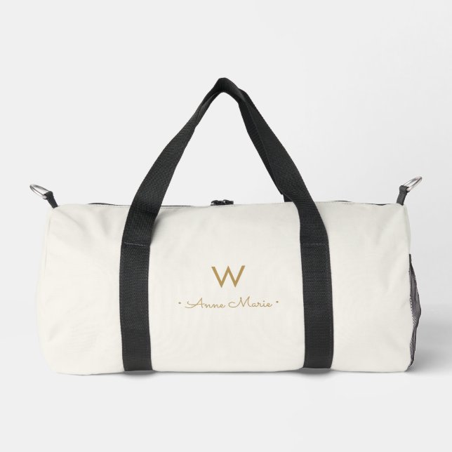 Sac De Sport Monogramme Moderne Or Écriture Script (Recto)