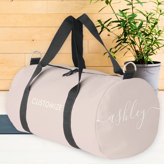 Sac De Sport Monogramme Moderne Rose rose ivoire Script Calligr (Créateur téléchargé)