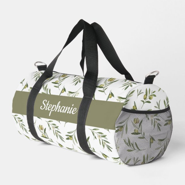 Sac De Sport Monogramme Olives Aquarelle Vert Sauge (Coin droit)