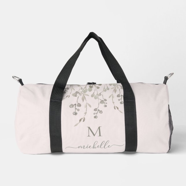 Sac De Sport Monogramme personnalisé aquarelle botanique rose (Recto)