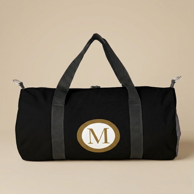 Sac De Sport Monogramme personnalisé avec sceau central noir et (Créateur téléchargé)