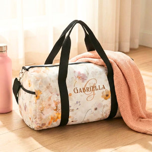 Sac De Sport Monogramme personnalisé Élégant Boho Floral Aquare