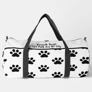 Sac De Sport Monogramme Personnalisé Empreinte de Patte Noir Cl