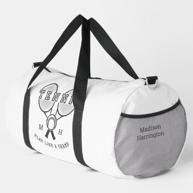 Sac De Sport monogramme personnalisé et nom TENNIS (Coin droit)