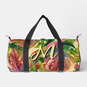 Sac De Sport Monogramme personnalisé Feuilles tropicales Coloré