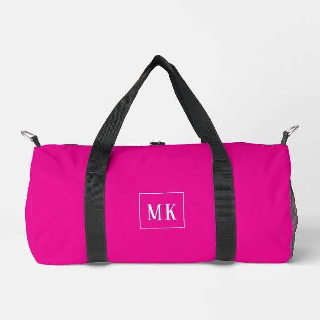 Sac De Sport monogramme personnalisé, rose chaud partout (Recto)