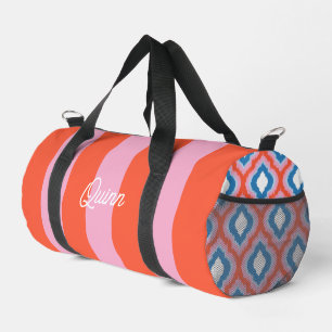 Sac De Sport Monogramme rayures audacieuses rose et rouge